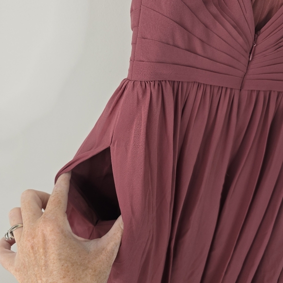NWT Azazie Serena Chiffon Bridesmaid Dress Desert Rose Size C (10/12) Pockets - Picture 10 of 16